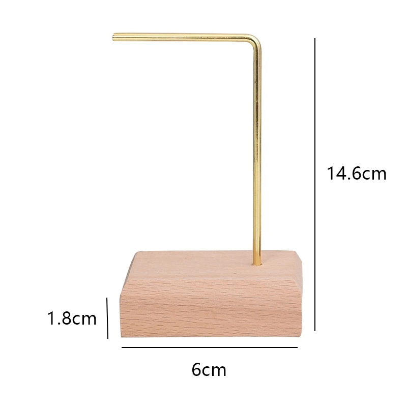 

Simple Wooden Base Metal Jewelry Display Stand for Dangle Earrings Hanging Rack, Ring Studs Tray