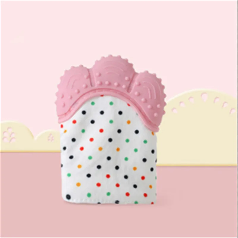 pink Детские молярные силиконовые варежки, Прорезыватель для зубов, звуковая Прорезыватель для новорожденных, жевательные варежки для кормления, Прорезыватель для зубов, натуральные игрушки-"пальцы" - Цвет: pink