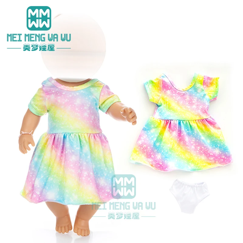 Clothes for doll fit 43cm baby new born fashion Rainbow dress princess | Игрушки и хобби