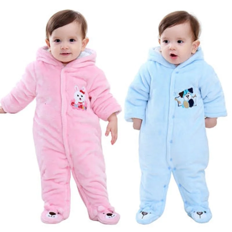 Одежда для малышей зимний комбинезон теплый фланелевый Плюшевый девочек и