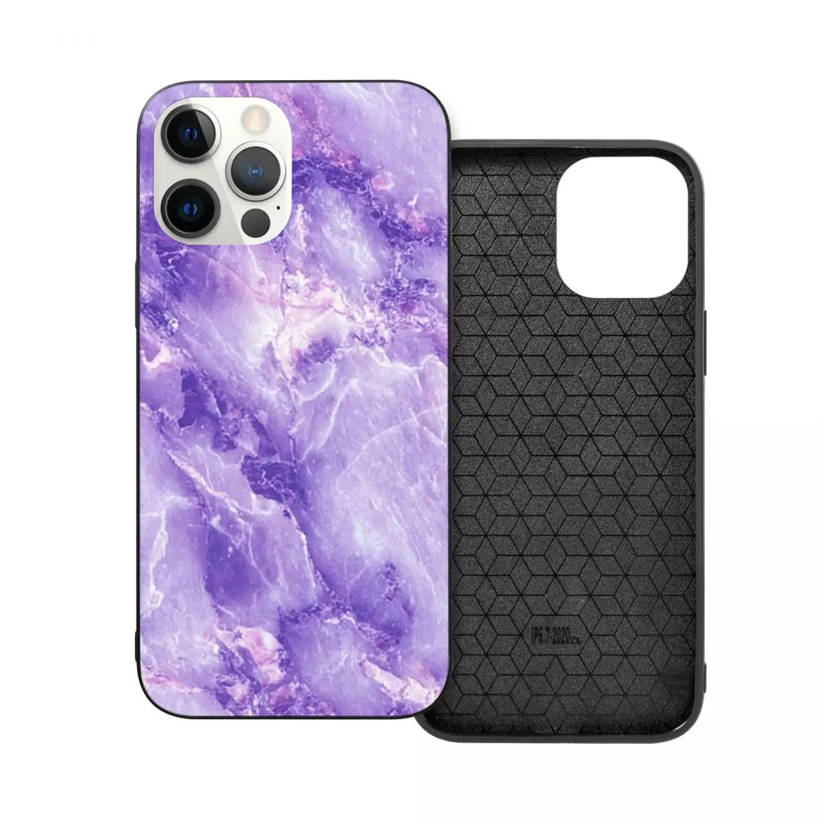 

Мраморный фиолетовый ПК стеклянный ТПУ чехол для телефона iPhone 12 11 Xs Xr X Pro Max Mini 7 8 Se2 Plus 6 6S