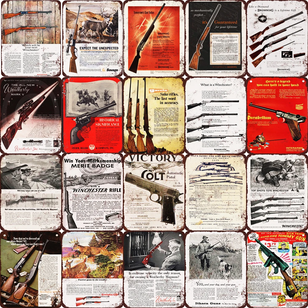 Пользовательские Старинные Знаки Предупреждение ющий знак пистолет и винтовка