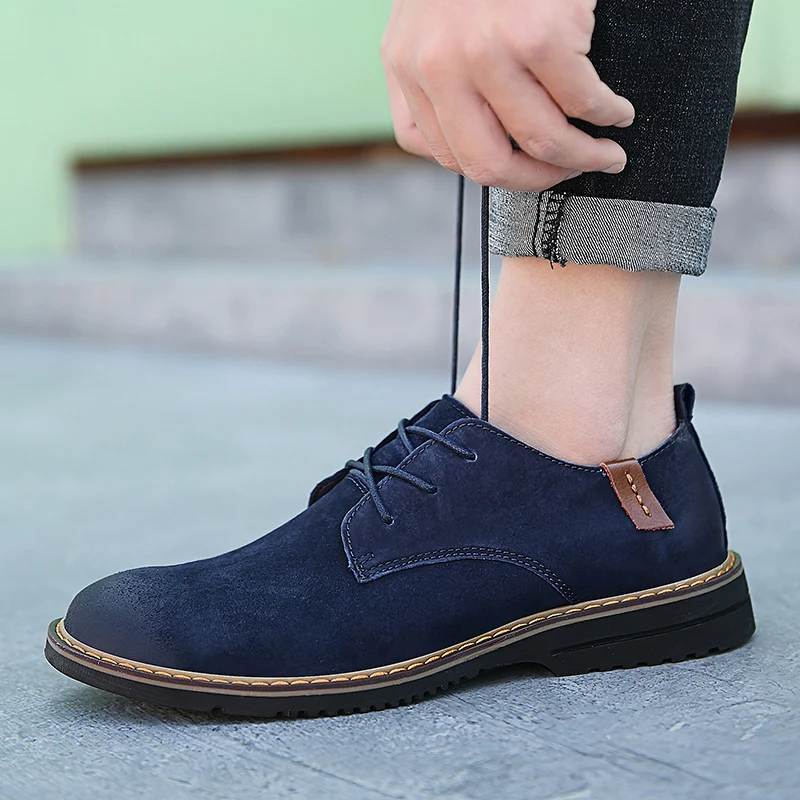 

Brand Men's Casual Shoes Vintage Suede Leather British Style High Quality Classic Mens Shoes 2021 Designer Men Business Footwear