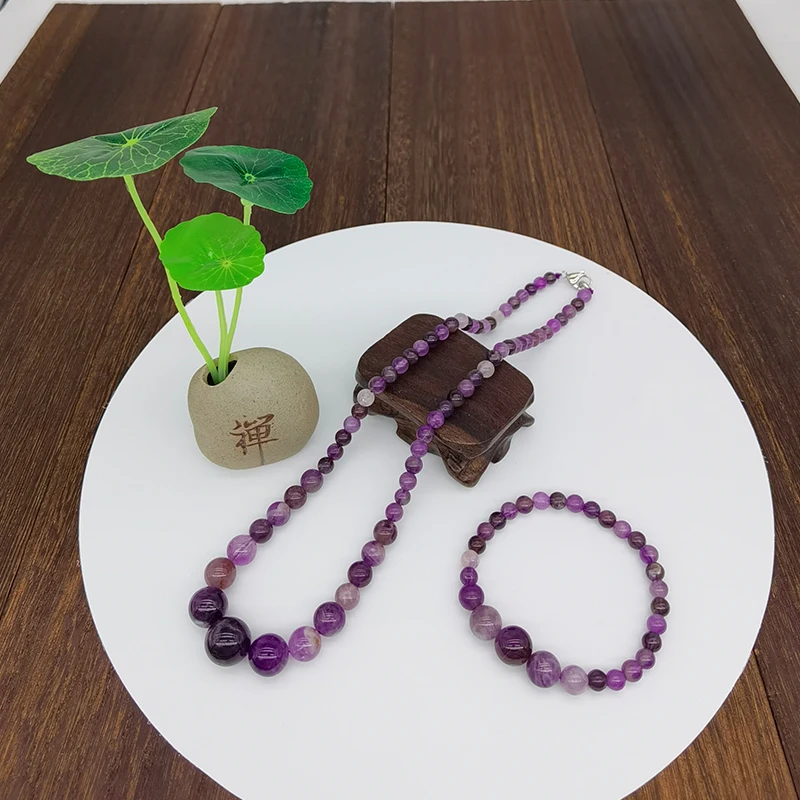

Natural Round Amethyst Flower Yellow Jade Gemstone Party Wedding Wealth For Jewelry DIY Jewelry Box Bracelet Necklace Vintage