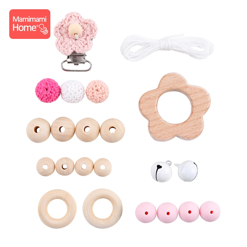 

1set Wooden Beads Animal Baby Teether Pacifier Pendants DIY Nursing Bracelets Necklace Wooden Rodent Blank For Girl Boy Gift Toy