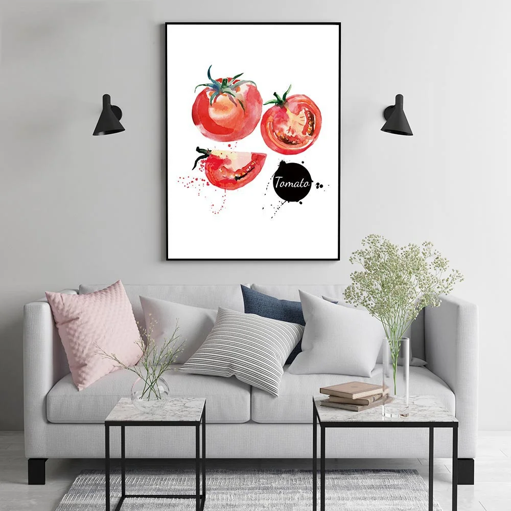 Настенная Картина на холсте скандинавский постер с изображением помидор свежей