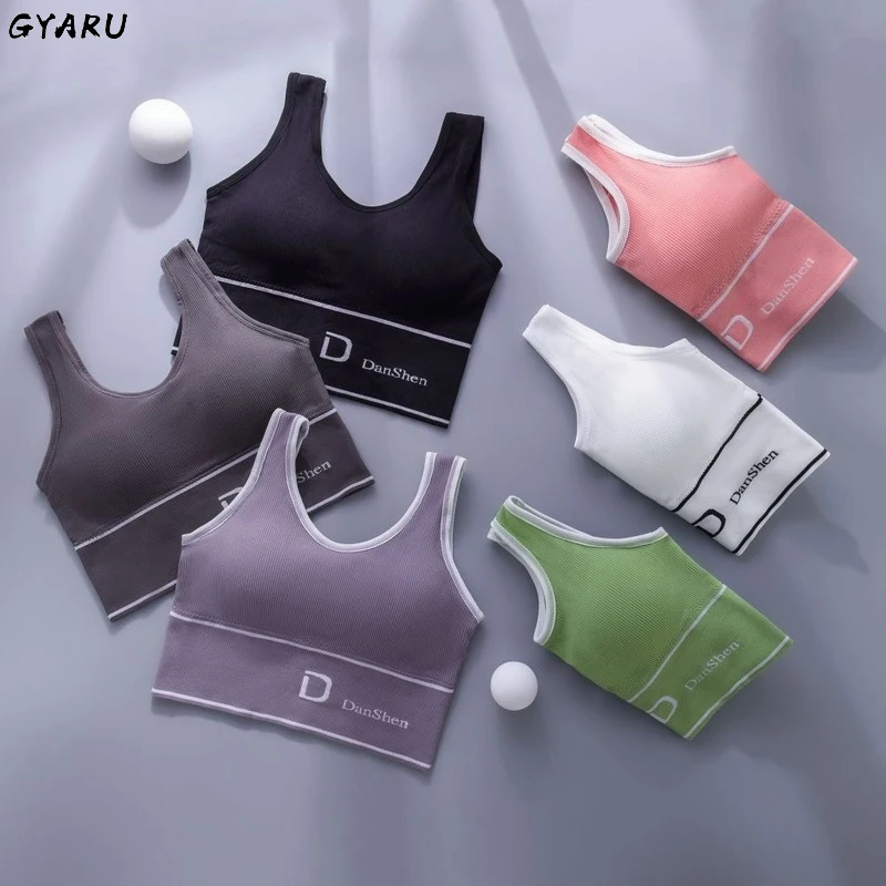 GYARU Women Breathable Sports Bra,Absorb Sweat Shockproof Padded Sports Bra Top,Athletic Gym Running Fitness Yoga Sports Tops