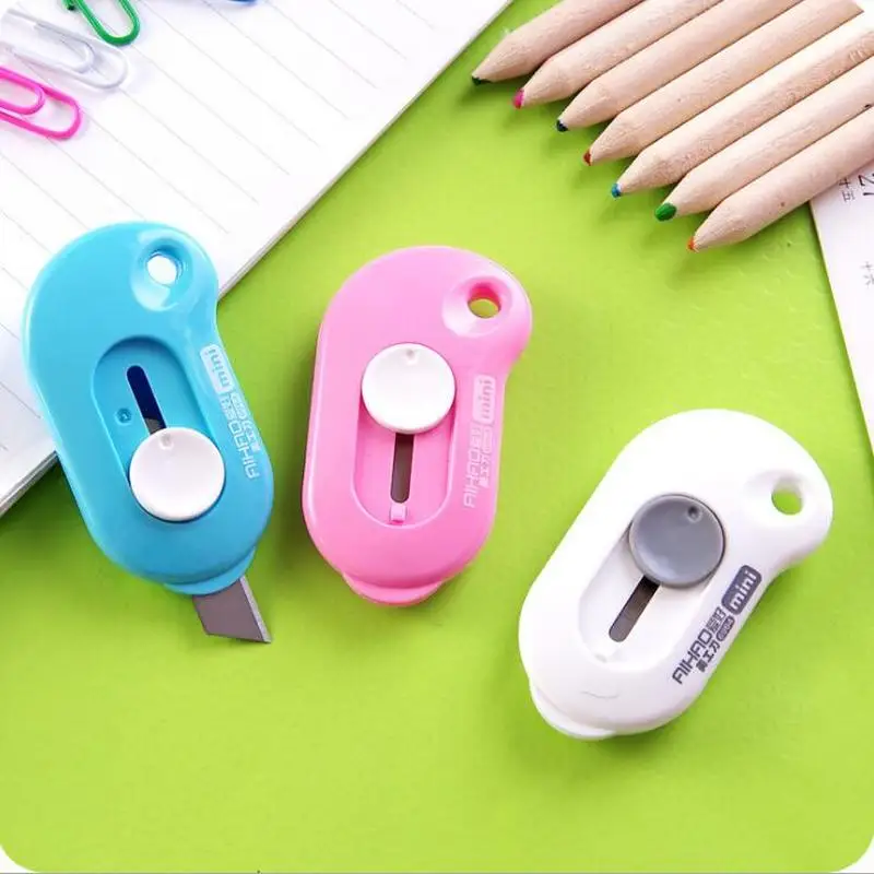 1 шт. милый однотонный портативный мини-нож для бумаги резак резки лезвия бритвы