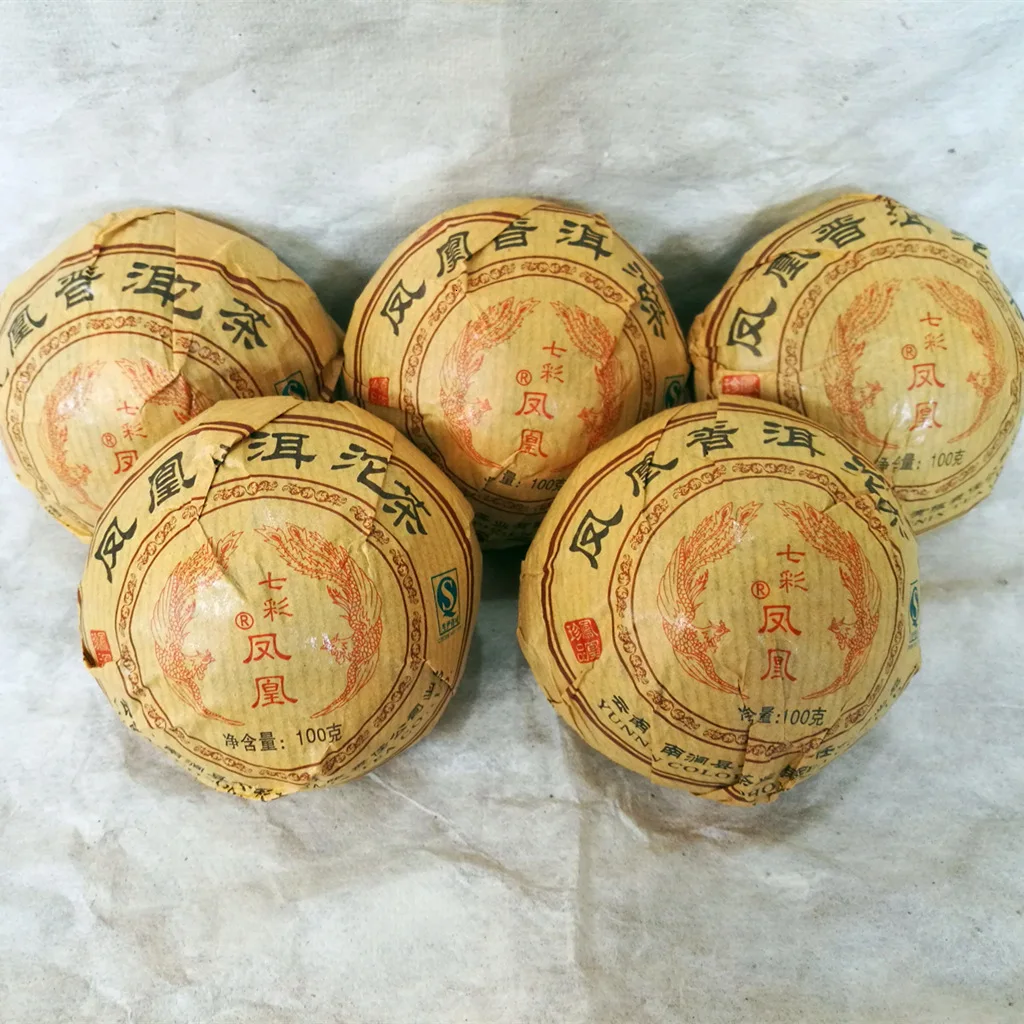 Юньнань древнее дерево большой лист спелый пуэр чай 7 цветов Феникс чай пуэр качество Tuocha пуэр чай зрелый пуэр чай пуэр