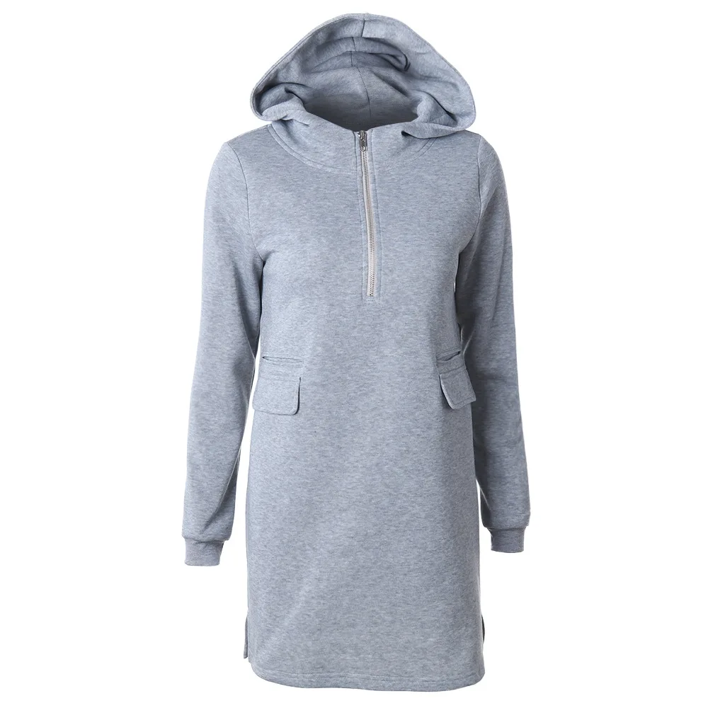 

Women Winter Long Sleeve Zipper Hoodies Sweatshirt Female Autumn Pullover Solid Pocket Hoodis Coat Women Warm Zip Up Sweatshirt