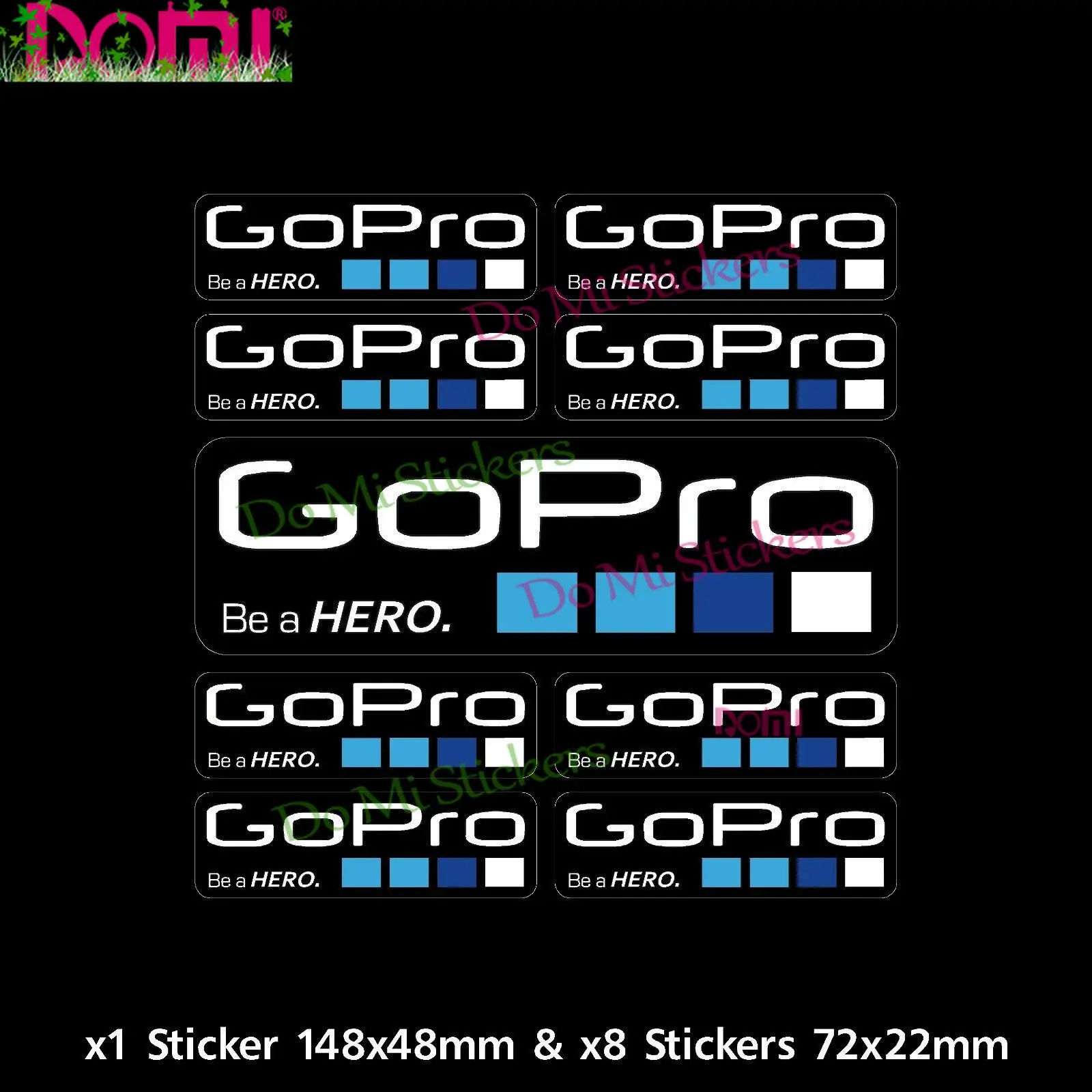 

9x Go Pro Be A Hero Stickers Decals - Camera, Video, Waterproof, Vinyl Motocross Racing Laptop Helmet Trunk Car Sticker Die-Cut