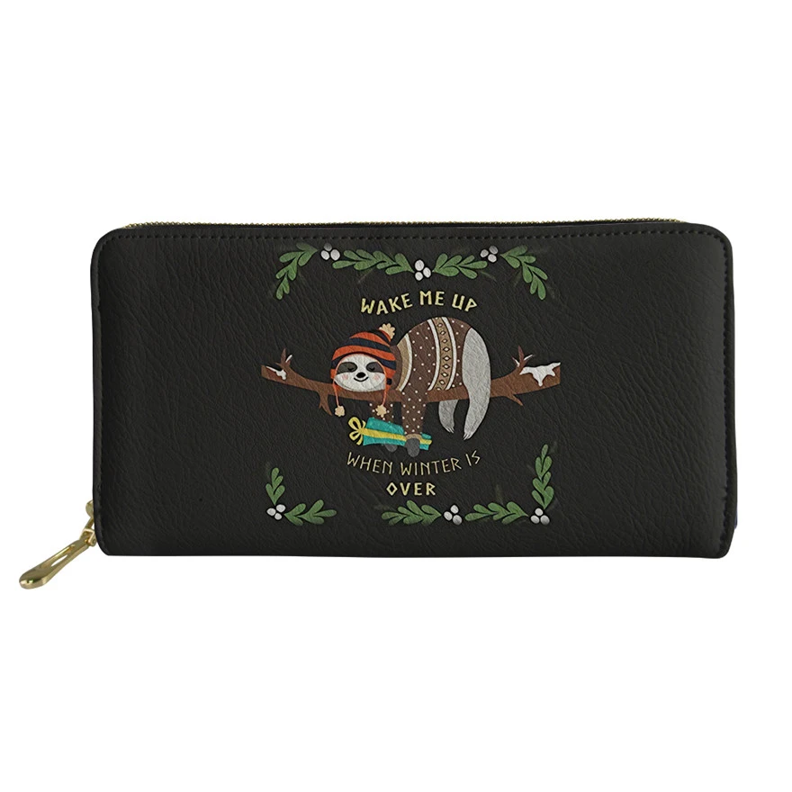 

Money Bags for Women Cute Animal Sloth Printed Long PU Leather Purse Ladies Clutch Wallets Zipper Coin Pouch Girls Wallet