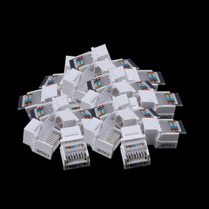 100pcs pacl tool free cat5e utp network module rj45 connector information socket computer outlet cable adapter keystone jack free global shipping