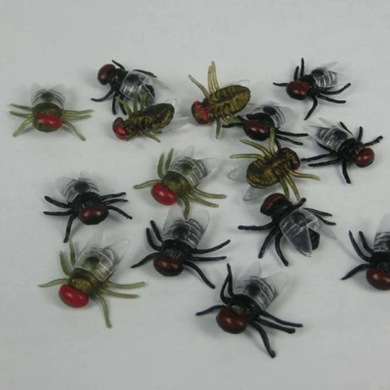 

100 Pcs Fake Flies Plastic Halloween Simulated Insect Fly Bugs Joke Toys Prank