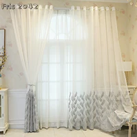 modern and simple pastoral embroidery tulle white wild translucent partition tulle for living dining room bedroom