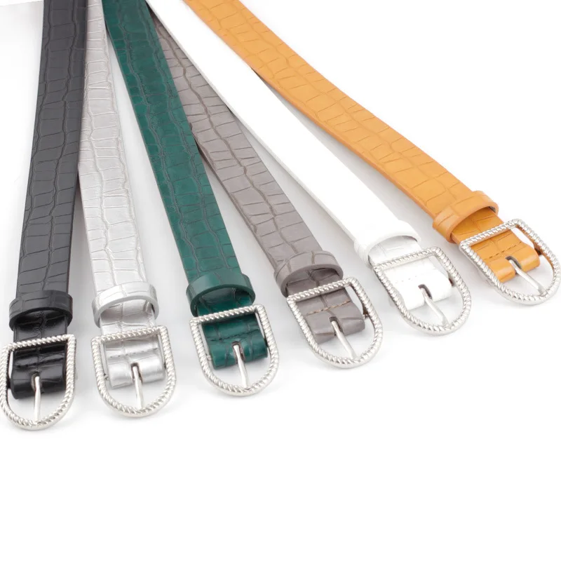 

2020 NEW Women's Crocodile skin PU Leather Belt Fashion Casual Spring and summer dress jeans belt Artificial leather waistband