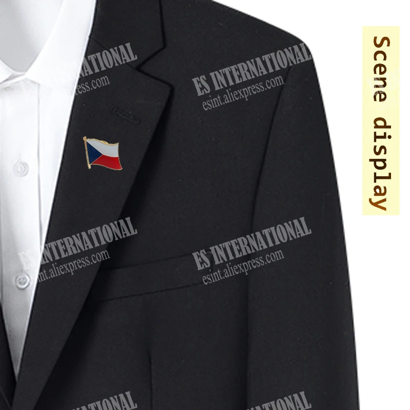 Czech Republic National Flag Lapel Pins Crystal Epoxy Metal Enamel Badge Paint Brooch Souvenir Suit personality Commemorative | Дом и сад