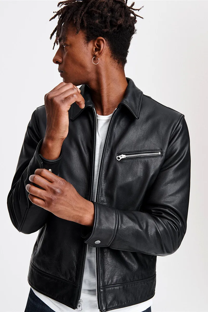 

Luxury Turkish stiff domesticated cowhide leather jacket men's leather jacket quilted to keep warm from the cold