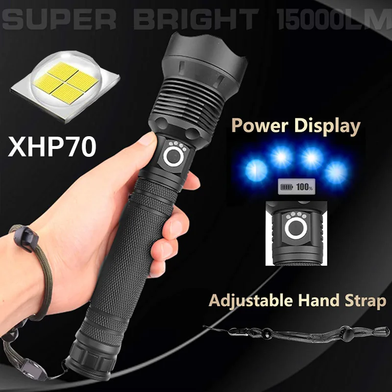 XHP70 Powerful LED Tactical Flashlight CREE XHP50 USB Rechargeable Super Bright Waterproof Torch Light Zoom LED 5 Modes Lamp Outdoor - Испускаемый цвет: XHP70