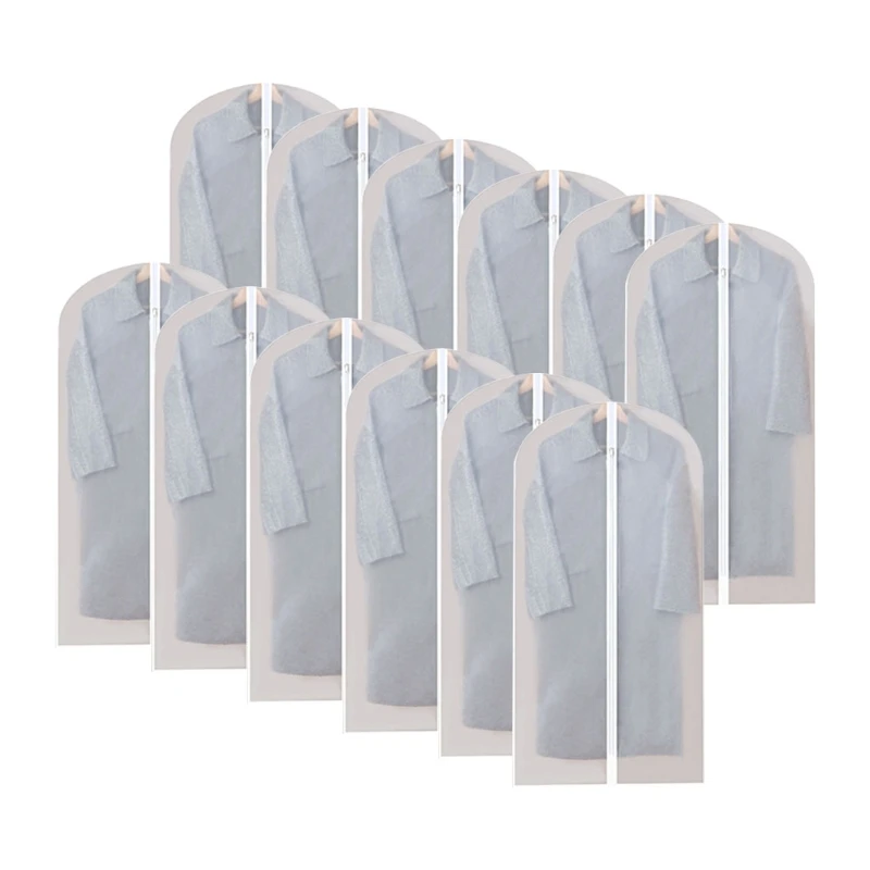 

12pcs Hanging Garment Bags Lightweight Clear Clothes Cover Full Zipper Suit Bag for Closet Storage P31E