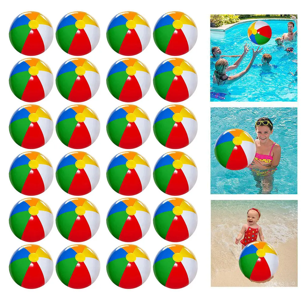 

24Pcs Summer Inflatable Beach Ball Summer Outdoor Pool Play Ball Swimming Toy Water Game Sports Water Bouncing Ball For Kids