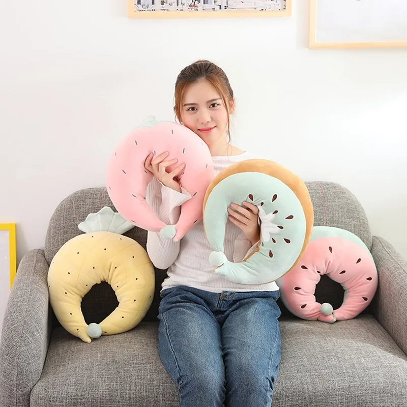 Мультяшная фруктовая u образная Подушка супер мягкая большая подушка для сиденья