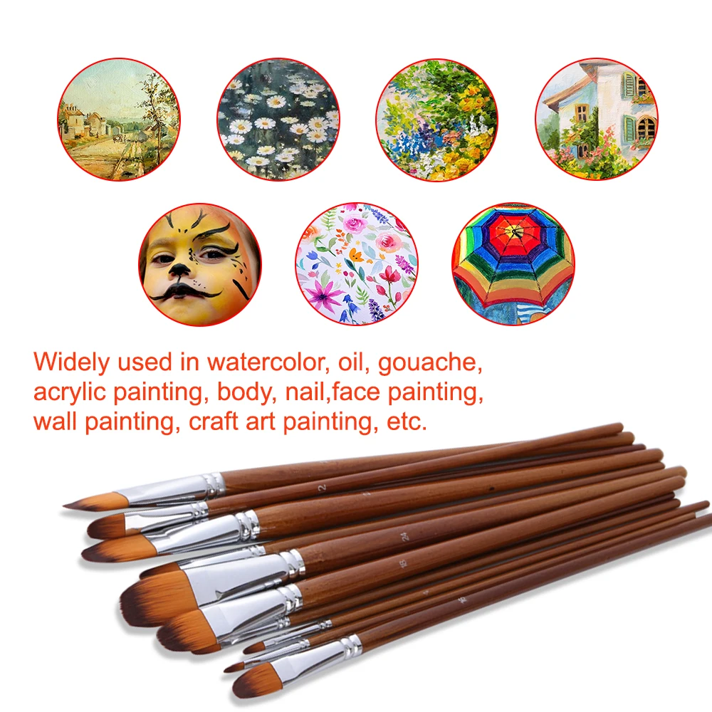 13 шт. Профессиональный набор кистей для рисования с деревянной ручкой нейлон