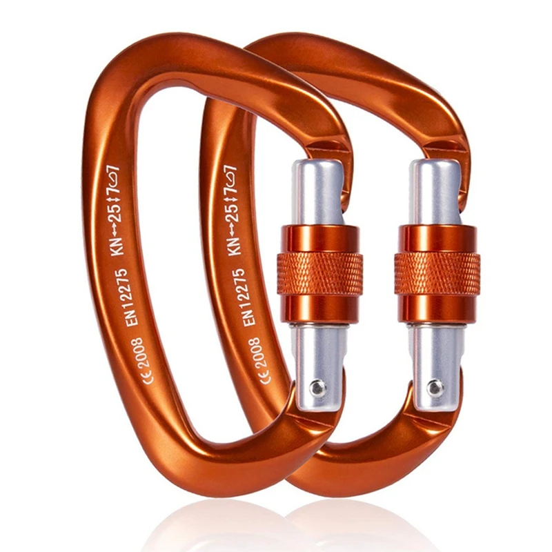 

25KN Professional Climbing Carabiner D Shape Aviation Aluminum Safety Lock Outdoor Mountaineering Equipment