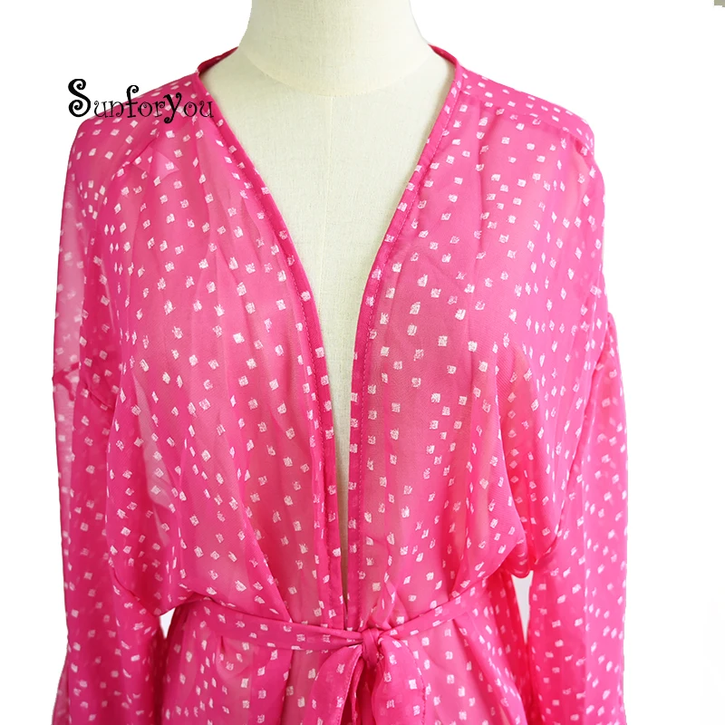 Новинка 2023 красное шифоновое длинное пляжное платье накидка на бикини саронг