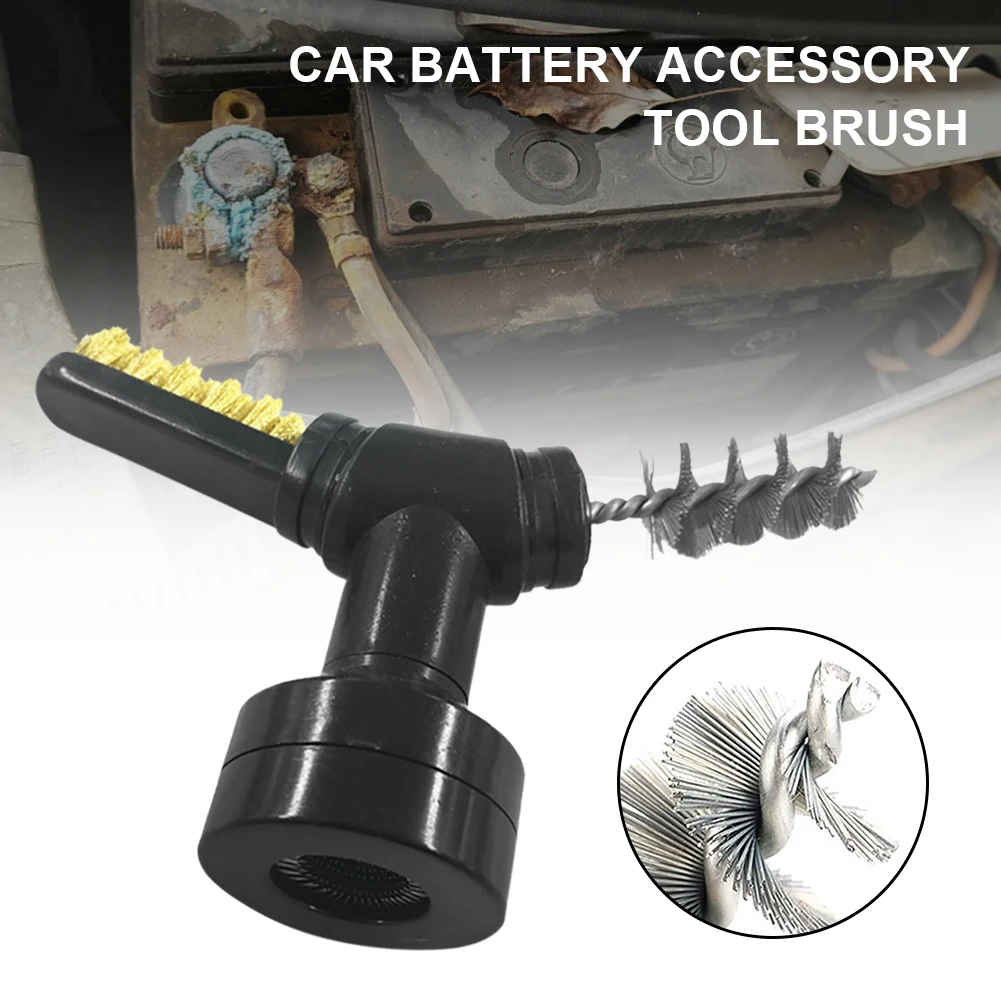 

Car Battery Terminal Brush 3 In 1 Dirt Corrosion Cleaner with Caps Battery Brush Tool Battery Protector Auto Cleaning Tool