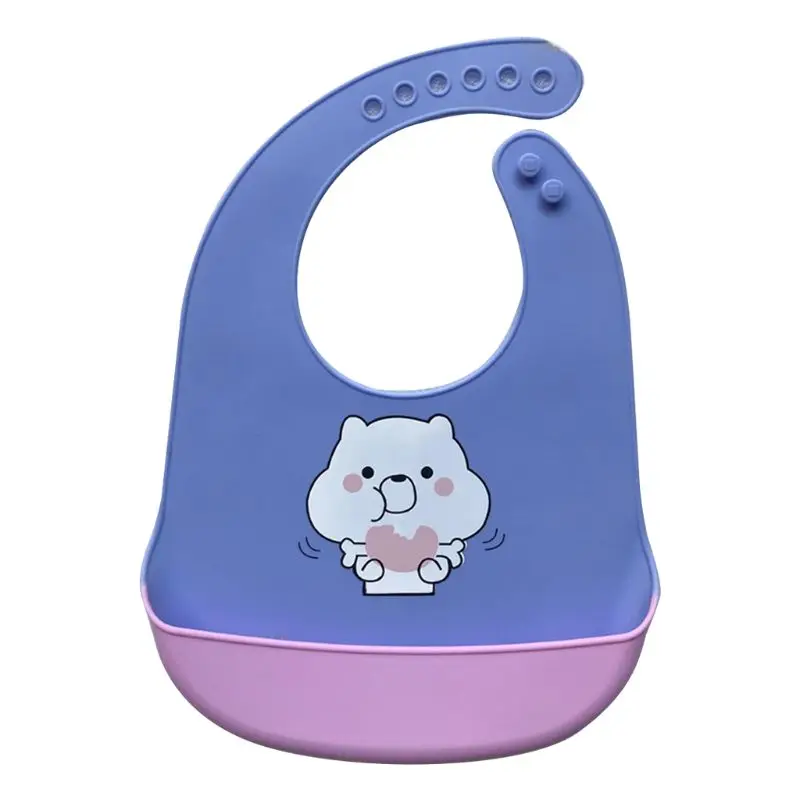 

Cartoon Dual Color Baby Bibs Waterproof Soft Silicone Cute Feeding Saliva Towel