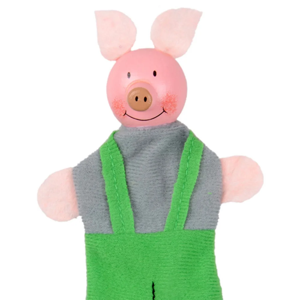 4 шт. Детские пальчиковые куклы деревянные маленькие поросята волк мини плюшевые