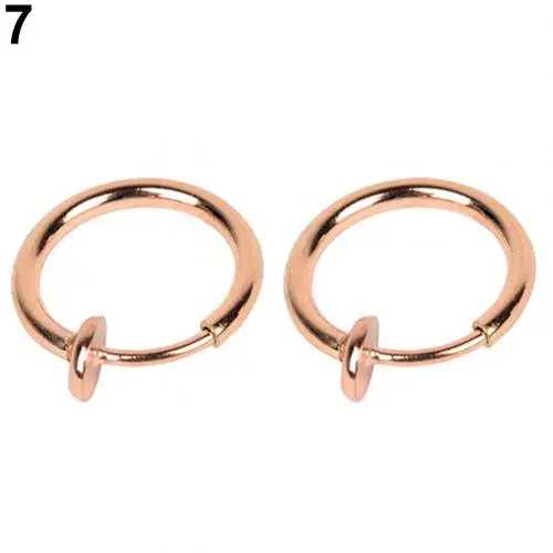 Rose Gold 2 шт клипса на пружинной носовая перегородка кольцо серьги без необходимости прокола унисекс ювелирные изделия нос кольцо и шпильки - Окраска металла: Rose Gold