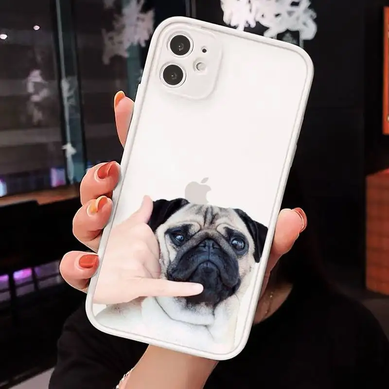 

Cute funny animal bulldog art Phone Case Matte Transparent for iPhone 7 8 11 12 s mini pro X XS XR MAX Plus cover funda