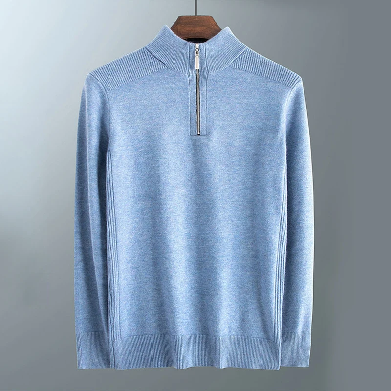Зима мужской теплый шерстяной свитер бизнес мода Slim Fit Толстая водолазка свитер на молнии мужской бренд пуловер Одежда