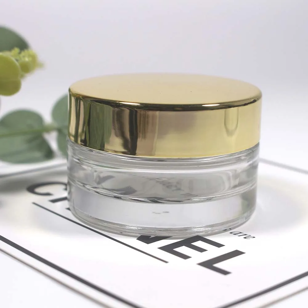 50 шт прозрачный стеклянный кувшин банка для крема с глянцевый золотистый