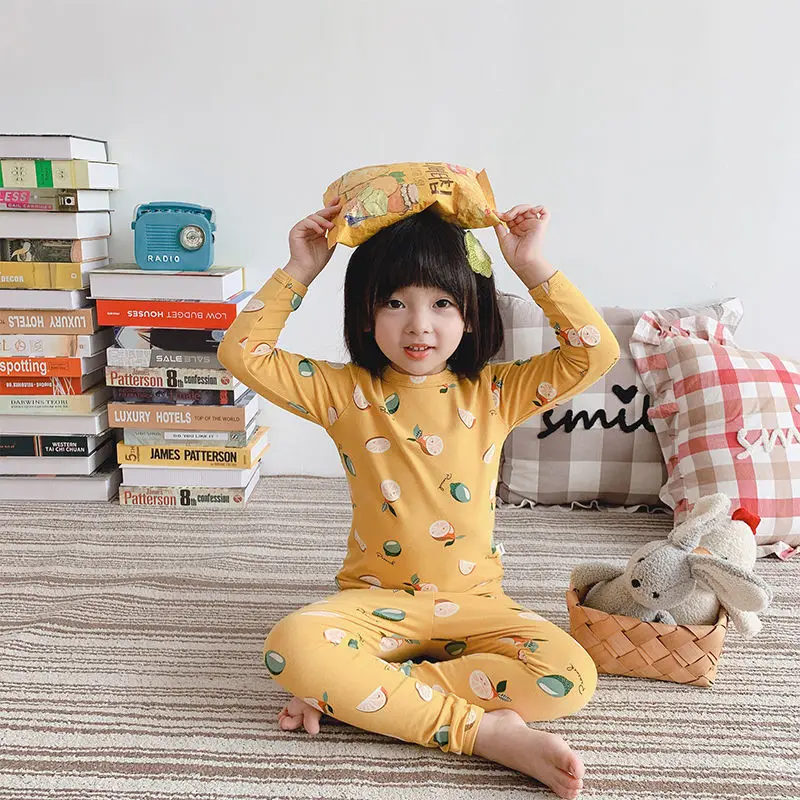 

Детская осенняя одежда, хлопковое нижнее белье с длинными рукавами, костюм из двух предметов, пижама с длинными рукавами для мальчиков на ве...