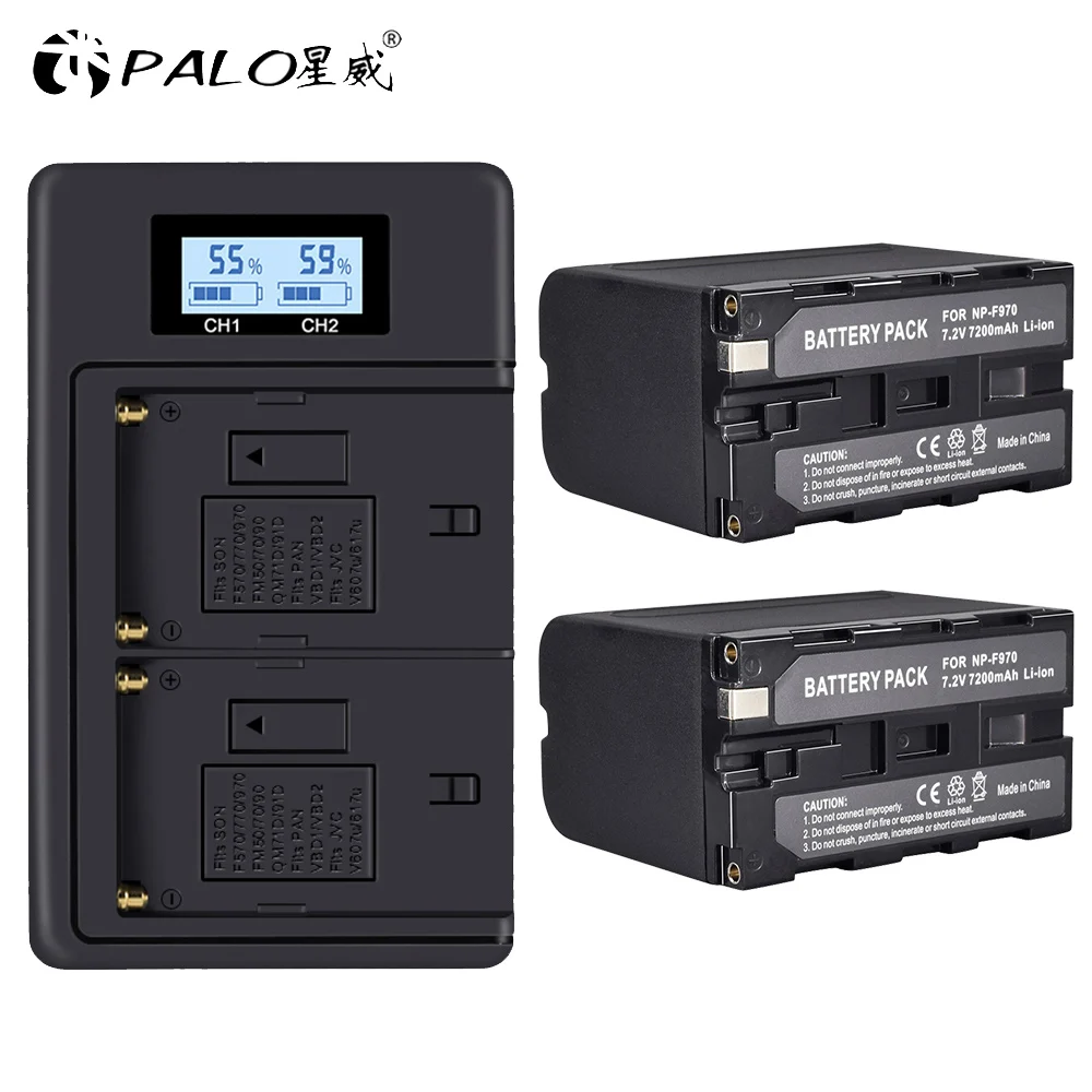 2battery and charger 2 шт. 7200 мАч NP-F970 NP F960 F970 аккумулятор+ ЖК-дисплей двойной цифровой камеры зарядное устройство для SONY F930 F950 F770 F570 CCD-RV100 - Цвет: 2battery and charger