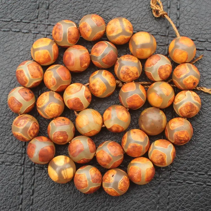 Круглые бусины из агата дзи с античным узором коричневые для футбола означают