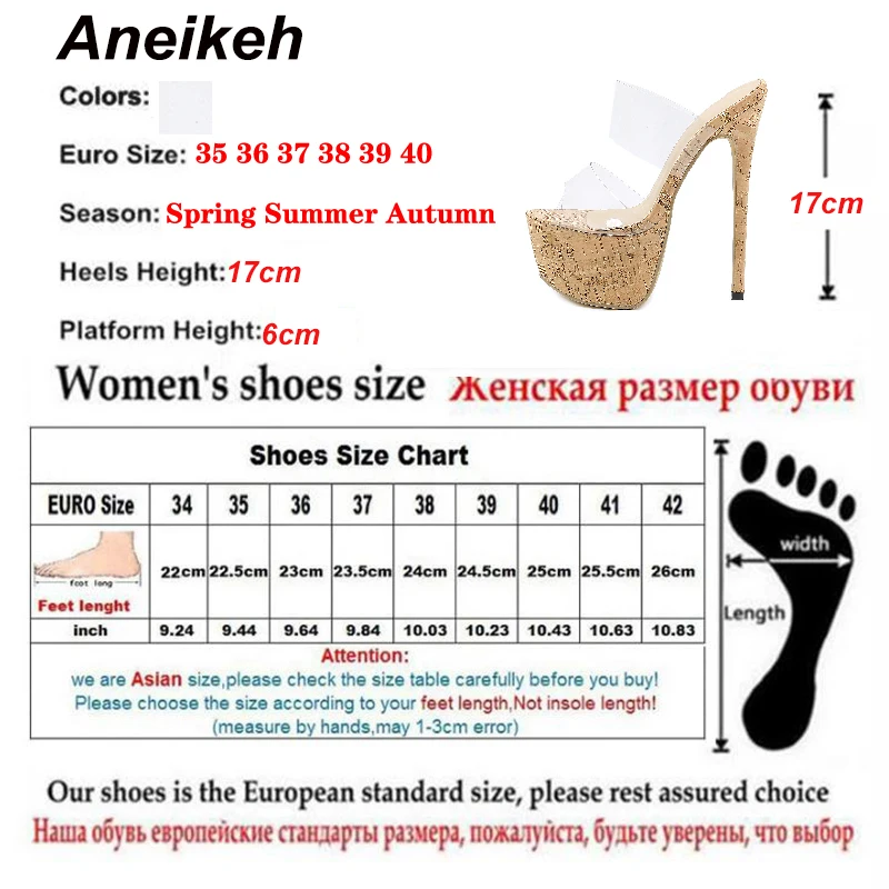 Aneikeh 2022 NEW Rome PVC Ultra High Sexy Summer Slippers Women Shoes Fashion Platform Solid Stiletto Heels Shallow Slides Party | Обувь