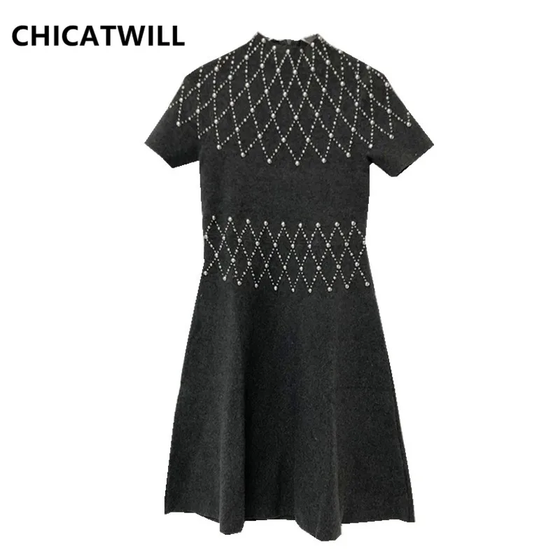 Осень Фирменная Новинка 2019 элегантные Горячая фиксация Стразы трикотажные