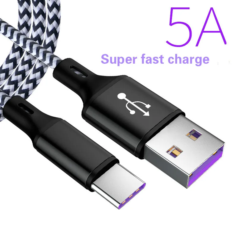 Новый 1 м 5А USB Type C кабель для Huawei P40 Pro Mate 30 P30 Supercharge Быстрая зарядка зарядный
