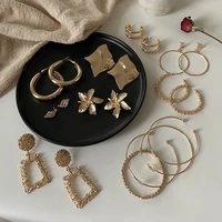 fashion vintage earrings for women big geometric statement gold metal drop earrings 2021 trendy earings jewelry accessories