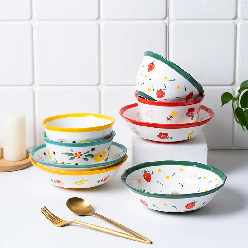 Подглазурная роспись вручную чаша с цветной поверхностью керамическая супница