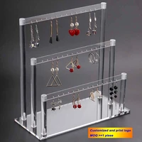 fashion acrylic ladder earring display shelf jewelry showing stand earring display rack necklace hanging holder removable