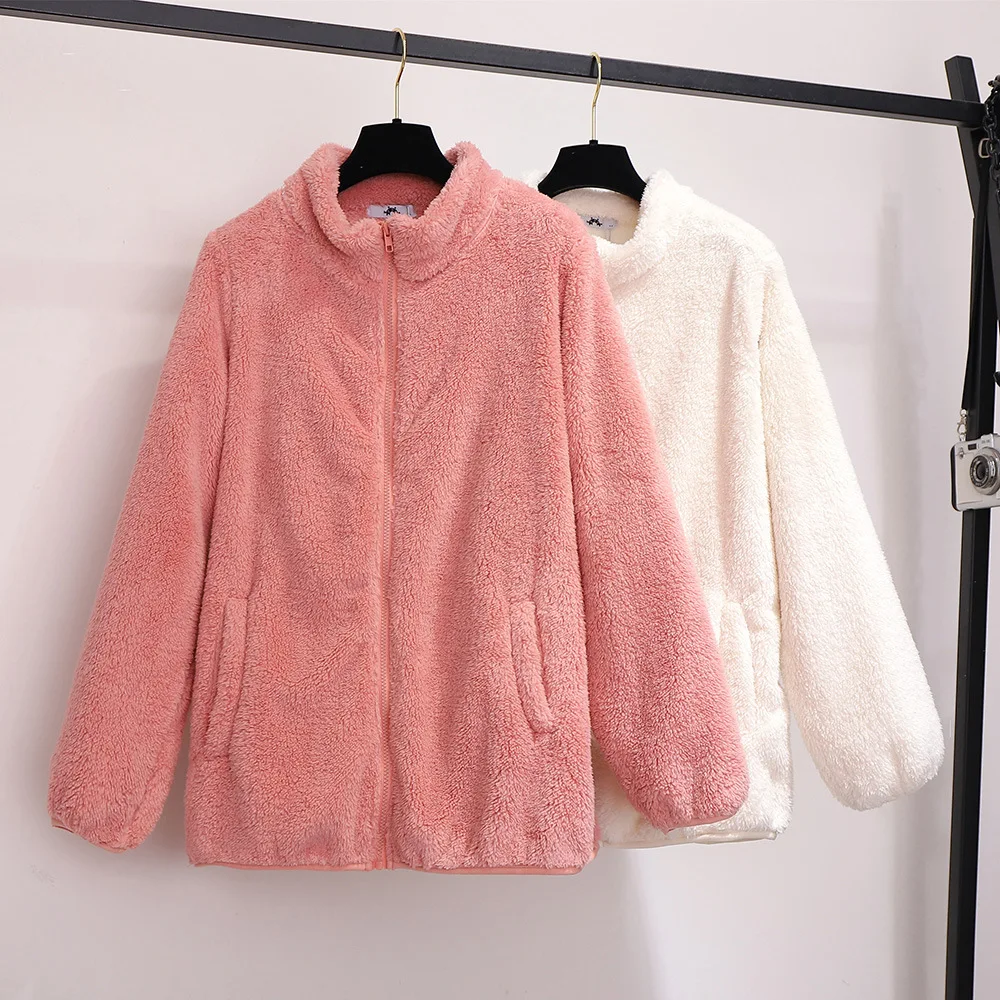 2XL/3XL/4XL Зимняя Толстая Свободная куртка кардиган осеннее теплое флисовое пальто