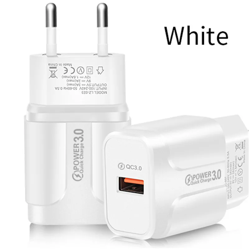 EU Plug White USLION USB зарядное устройство Quick Charge 3,0 EU US Plug быстрое настенное зарядное устройство для iPhone 7 8 samsung S7 S8 S10 Note 5 8 зарядное устройство для мобильного телефона s - Тип штекера: EU Plug White