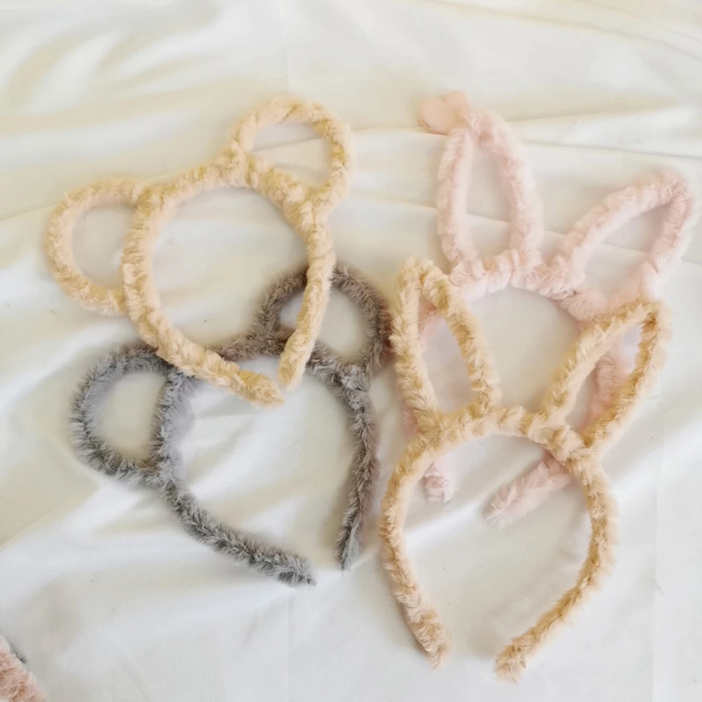 Милый Кот/повязка кроличьи уши искусственный мех головная повязка сплошной цвет