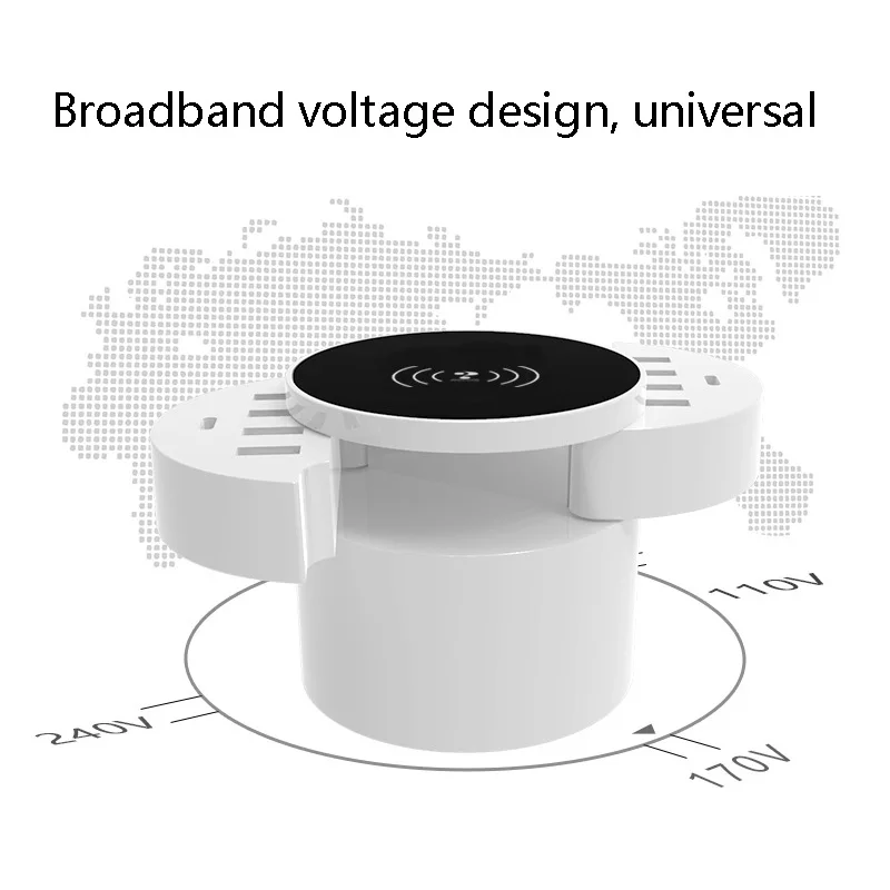 

WIN HOW 10-Port Usb Mobile Phone Wireless Round Charger, Wireless Smart Charging, Multi-Port Charger Socket(Us Plug)