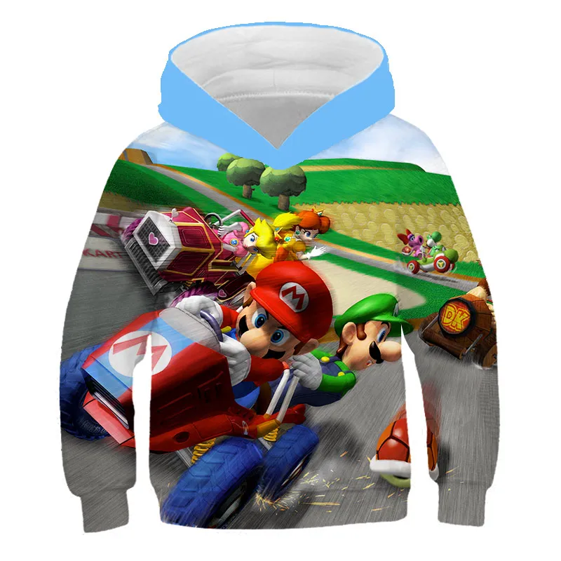 

Mario Bros Sweatshirt Boys Super Anime Game Girlshoodie 3D Children Clothing Music Kid Jacket Coat Long Sleeve Tops